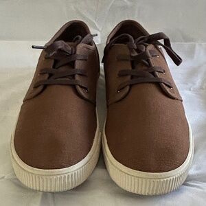 TOMS Men's Carlo Canvas Lace-Up Sneaker Brown Size 11.5